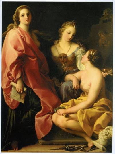 P. Batoni, Pittura, Scultura, Architettura, 1740, olio su tela