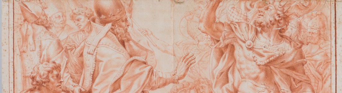 Anonimo da Alessandro Algard, Incontro fra Attila e Leone Magno, 1692, Matita rossa su carta, Roma, Accademia Nazionale di San Luca