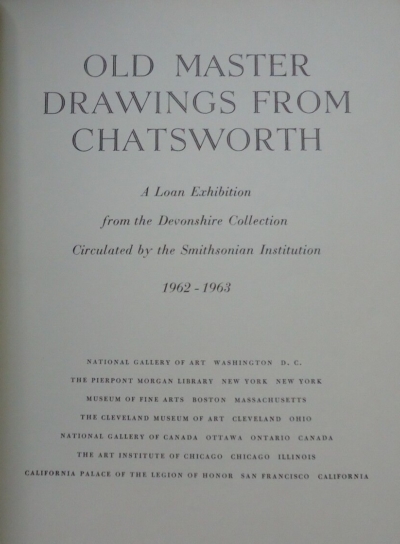 Catalogo della mostra dei disegni di Chatsworth, 1962-1963
