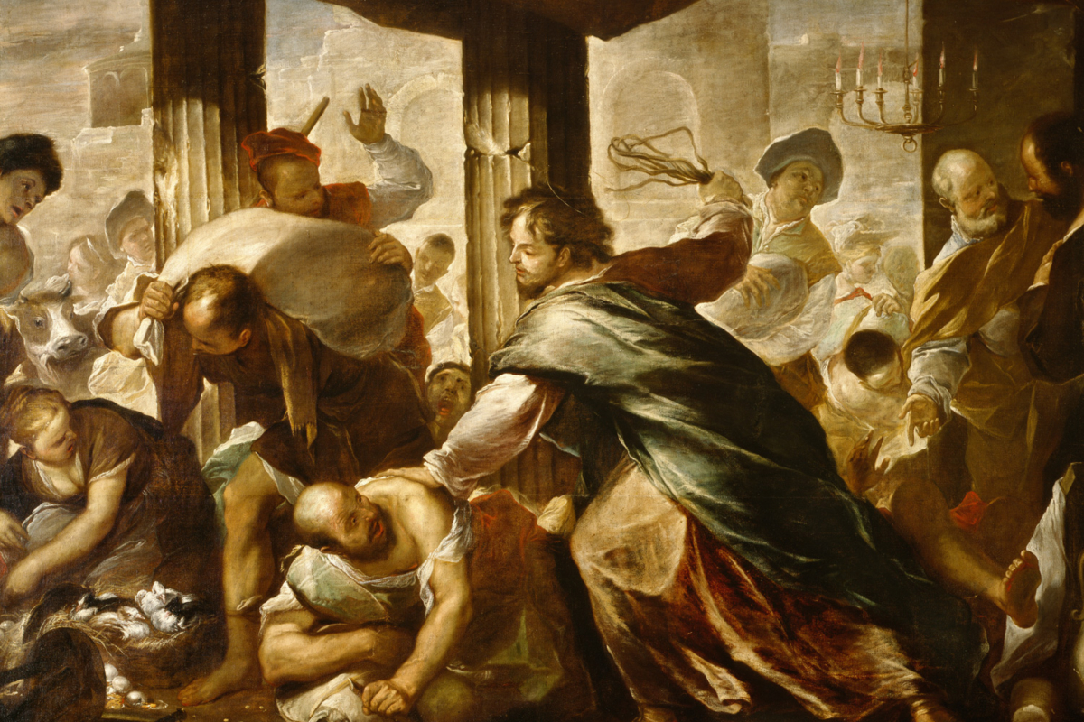 Giordano Cristo scaccia i mercanti dal tempio