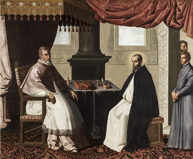Zurbarán, Visita de san Bruno al papa Urbano II, 1655 ca., Siviglia, Museo de Bellas Artes