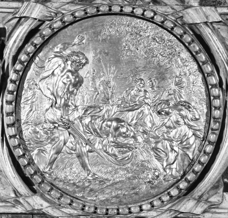 Alessandro Algardi, Madaglione bronzeo con Decollazione di San Paolo, Bologna, chiesa di San Paolo Maggiore